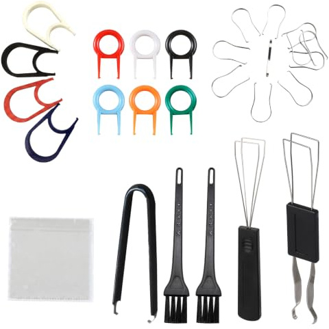 YEMVAR 9 Piezas Completo de Extractores de Teclas, Incluye Extractores Teclas, Pinzas, Cepillos de Limpieza y Extractor Eje Dual,Paño de Limpieza, Kit de Extractor de Teclado para Limpieza Profunda