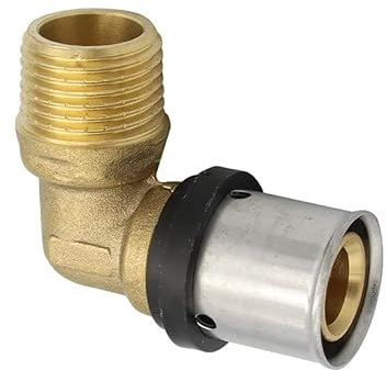 Pipetec Pressfitting Winkel Übergang 20x2 mm 1/2 Zoll Aussengewinde TH Kontur Verbundrohr, DVGW, TH-Profil