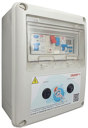 Cuadro Eléctrico para Piscina Iluminación y Motor | Guardamotor y Transformador | Sin Controlador | 50W 12AC | Bomba de agua 0,5CV 2,5-4A