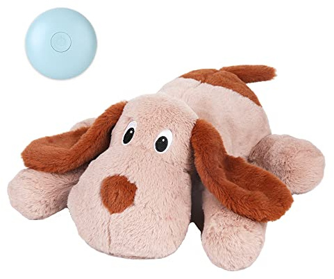 WEOK Giocattolo per cuccioli, battito cardiaco per cani, per alleviare l'ansia, giocattolo per cuccioli con battito cardiaco, giocattolo di peluche calmante per cani gatti animali domestici (marrone)