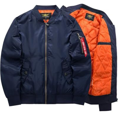 RINTONIX Mens Oversized Thicken Insulated Zipper Aviator Jacket Padded Fall Winter Quilted Flight Bomber Coat(BL-4XL) Black