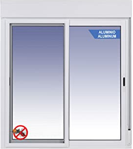 Ventanastock Ventana Aluminio 1000x1355 Corredera 2 hojas con mosquitera y persiana de PVC