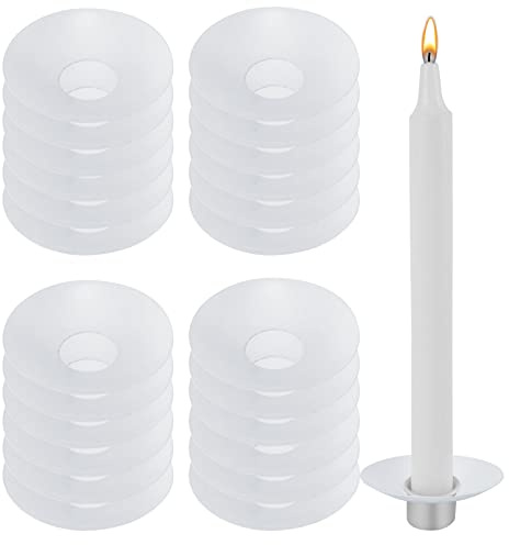 BEIMEIII 24 Pezzi 23 x 67 mm Paragocce per Candele Protezione Antigoccia Candeliere per Candele a Bastoncino Decorazione per Candele per Battesimo e Comunione, Bianco, (BMEDQ011)