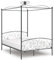 Hommdiy Himmelbett Bettgestell Bett Einzelbett Metallbett Bettrahmen Lattenrost Schlafzimmerbett Schlafzimmermöbel Ehebett Grau Metall 140 x 200 cm