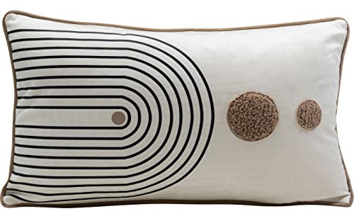 Kare Design Kissen Magnet, Schwarz/Weiß/Beige, Abnehmbarer Bezug mit Reisverschluss, mit Füllung, Abstraktes Design, Dekokissen, Zierkissen, Wohnaccessoire, Bezug in Samtoptik, 50x30 cm (H/B)