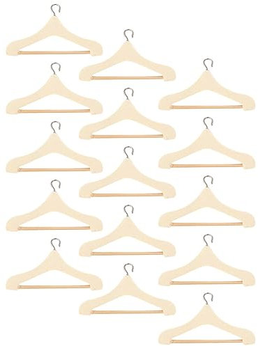 STOBOK 15 Stücke Puppenkleiderbügel Puppenkleidung Puppen Kleiderbügel Holz Puppenschrank Spielzeug Holzbügel Puppenhaus Zubehör Möbel Miniatur Ornamente Baby Kinder Puppen Kleidung