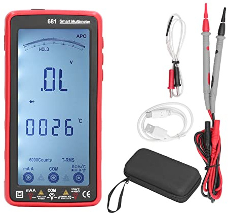 Digital multimetertester, Smart Touch TRMS, automatisk intervallval, 9999 räkningar, kontaktlös drift, USB-laddning, multimeter för nattarbete
