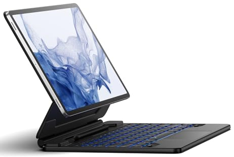 Dexnor Funda con Teclado Español Ñ para Samsung Galaxy Tab S10+/S9+/S9 FE+/S8+/S7+ Plus/S7 FE 12,4 Diseño Magnética Flotante con Trackpad Retroiluminado Bluetooth, Negro