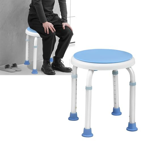 TANYEAR 360° Drehbarer Duschhocker Duschstuhl, 36-51cm Höhenverstellbar Badhocker Alu Duschsitz Badsitz, Duschhilfe für Schwangere, Alter, Typ A