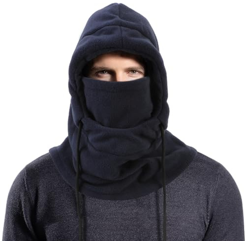 AYPOW Unisex termisk fleece balaklava, vinter multifunktionell vindtät skidmask ansiktsskydd, termisk fleece hatt huva med halsvärmare för män kvinnor, utomhussport löpning skidåkning cykling