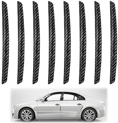 8 pièces de protection de seuil de portière de voiture, protège-bords de portière en fibre de carbone noire, protection pour le rétroviseur, Bandes de protection de seuil de portière à forte adhérence