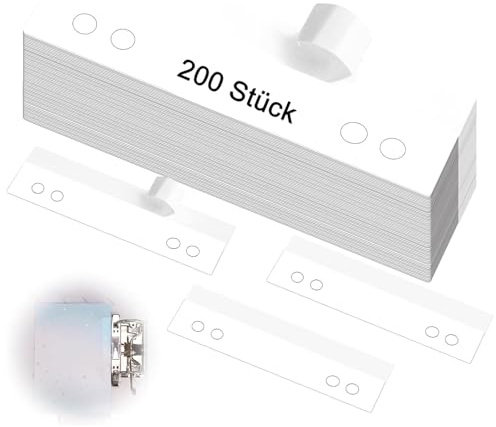 200 stycken arkiveringsenheter självhäftande häftremsor 4 hål plast arkiveringsremsor 105 × 30 mm häftremsor självhäftande transparenta arkiveringsmekaniker för arkivering av mönster ritningar