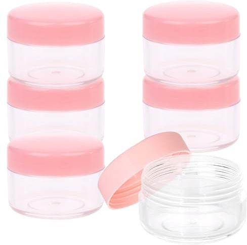 6 Pcs Travel Cosmetic Jars - 10g Empty Sample Pots for Creams, Lotions, Balms, Refillable Small Containers for Storage - Clear Plastic Travel Pots with Lids for Makeup & Skincare