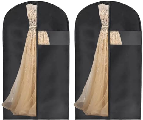 YSDINK - Juego de 2 fundas de ropa para colgar, funda protectora para traje, camisa y abrigo, resistente al polvo, impermeable, con cremallera y ventana transparente (negro, 60 x 160)