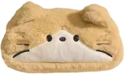 Plush Pencil Case - 20 x 5 x 9 cm Large Capacity Cute Cat Pen Holders | Pen Case | Cat-shaped Pencil Cases for Stationery Makeup Travel Offices Drawing Writing Erasers Rulers Home Notepads