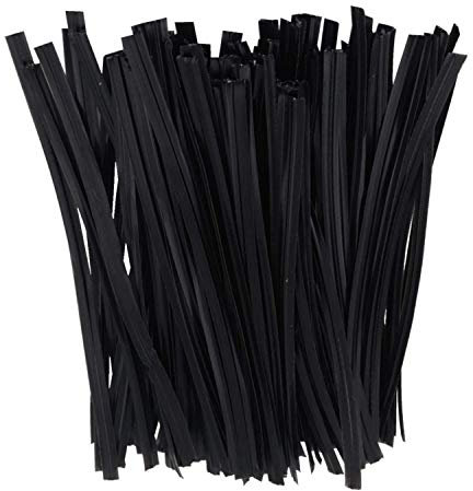 Faconet® 100 Stück Twist Ties Twistband Abschnitte in verschiedenen Längen und Farben verfügbar Kabelbinder Tütenverschluss Beutelverschluss, Bindedraht Kunststoff mit Drahteinlage (100 MM, Schwarz)