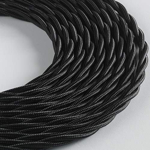 Klartext - Textilkabel, geflochten, Belle ÉPOQUE für Vintage-Elektroinstallation, 3 x 1,5 mm, schwarz, 10 m.
