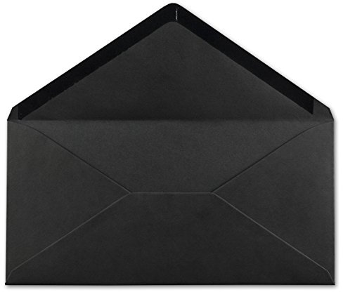 50 DIN Lang Briefumschläge Schwarz 22 x 11 cm -120 g/m² Nassklebung Post-Umschläge ohne Fenster ideal für Weihnachten Grußkarten Einladungen von Ihrem Glüxx-Agent