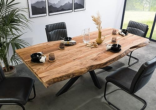 Table à manger Sheesham natur sablé laqué 180x90x77 cm (BxTxH) FREEFORM