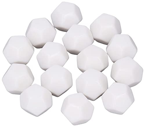 Tomt Tärningsset, 30 STK 12-sidiga Tomma Tärningar, Skriva Undervisning Speltärningskit, 2,2 Cm Vit Polyedrisk Design för Underhållningsutbildning och Spelaktiviteter