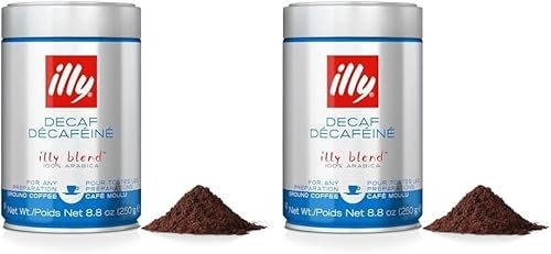 illy Coffee, Decaffeinated Ground Coffee, Medium Roast, 100% Arabica Coffee, 250g (Pack of 2)
