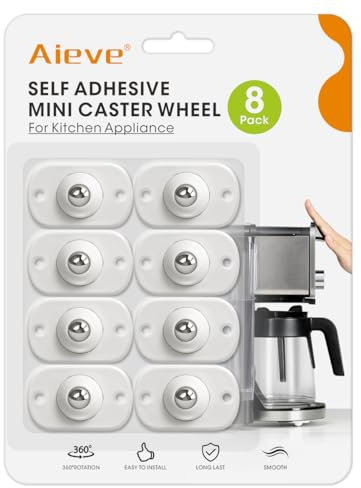 Aieve Appliance Rollers, 8 Pack Small Appliance Slider, Self Adhesive Caster Wheels, Mini Swivel Wheels for Kitchen Countertop Easy Moving