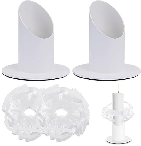 kerzenständer kommunionkerze,2 Stück kommunionkerze ständer 4cm mit 2 Kerzenrock,Kerzenständer aus Metall,kerzenhalter Kommunion für Stabkerzen, Taufkerze, Hochzeit Kerze, Taufkerzenständer