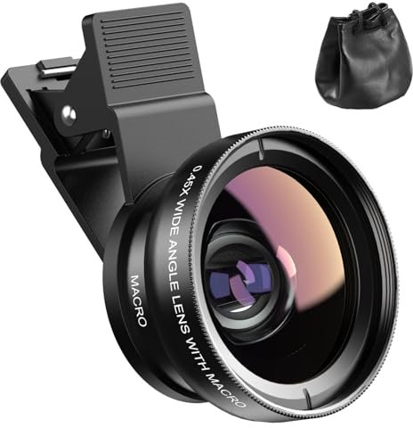 SagTuol Objetivo para movil Universal 2 en 1, Macro 12,5X para movil, Objetivo Gran Angular de 0,45x, Lentes Macro y Gran Angular para la mayoría de Smartphones (M-04)