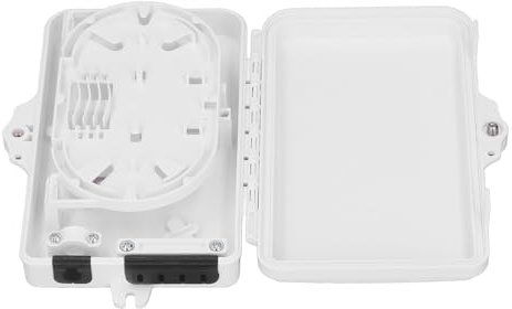 4 IP65 Water Resistant Wall Mount Fiber Optic Terminal Box, Centralized Splicing Distribution Enclosure for Indoor Outdoor, Separate Routing Fiber Connector Tray