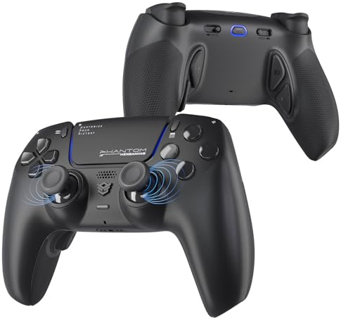 HEXGAMING PHANTOM Pro Controller per ps5/PC,Wireless Joystick con 4 Tasti Posteriori Rimappabili&8 Levette Analogiche Effetto Hall&6 Profil&Trigger Grilletti Regolabili-Nero Chaos