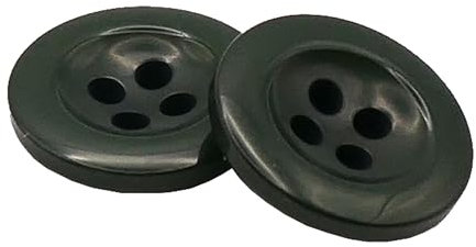​17mm Round Sew On Braces Buttons - Domed, 4 Holes, 27L - Pack of 6, Ideal for Trousers, Suits, Skirts, and Jackets - Bottle Green