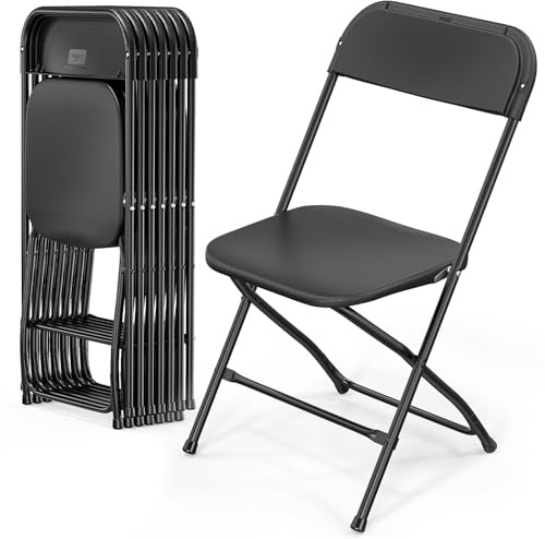 Bonnlo Set de 8 Sillas Plegables – Sillas de Comedor, Jardín, Camping, Plegables, para Balcón, Sala de Estar, Restaurante y Conferencias, Ergonómicas, 47x47x75 cm, hasta 150 kg, Negro