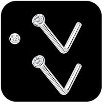 AceFun piercing nez titane argent 2 pièces L forme piercing nasal pour femmes hommes 20g G23 1.5mm CZ l forme piercing diamant