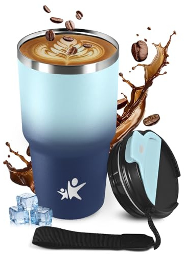 KollyKolla Termo 600ml, Termo in Acciaio Inossidabile con Doppia Pared Aislante, Riutilizzabile, Privo di BPA, Tazza Termica Portatile a Doppia Pared con Coperchio, per Ciclismo, Ufficio, Caffè