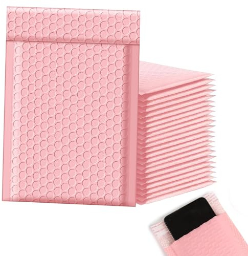 30PCS Pink Poly Bubble Mailers, Self Seal Padded Envelopes, Waterproof Cushioning Shipping Bags, Bulk Mailing Packaging for Small Business, Jewelry, Cosmetics, Cards, Lightweight Opaque Postal Wraps