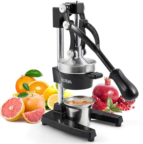 OSTBA Cast Iron Manual Juicer Hand Press, Commercial Grade Citrus Juicer, Stainless Steel Lemon squeezer for Orange, Lemon, Lime, Pomegranate with Stainless Steel Cup