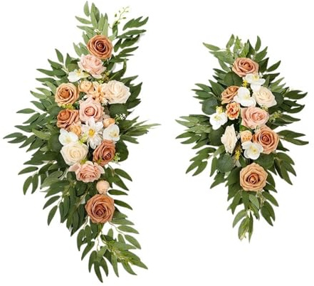 Zymjzbetic Konstgjorda blommor kit bröllopsbågar konstgjorda blommor kit för rosett bröllop, rosa girlang gardiner för dekorationer, välkommen(S9)