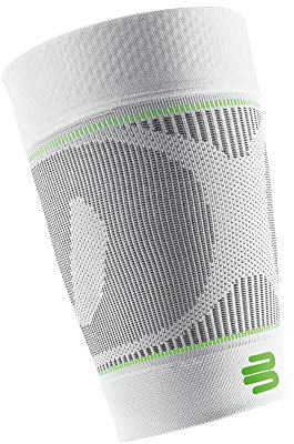 Bauerfeind Kompressions-Oberschenkelbandage „Sports Compression Sleeves Upper Leg“, 1 Paar Sleeves Oberschenkel Unisex, Für Ball- & Ausdauersportarten zur Stärkung der Muskulatur, Weiß, L extra lang