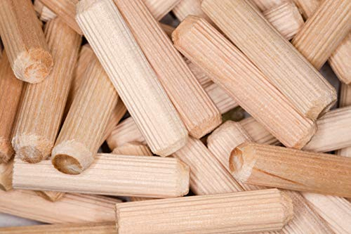 8mm x 40mm Wooden Dowel Pins Grooved Dowels Plugs Chamfered Fluted Pin Wood for Furniture Woodwork Joinery - Pack of 20 (Birchwood) - C07B 8x40_20