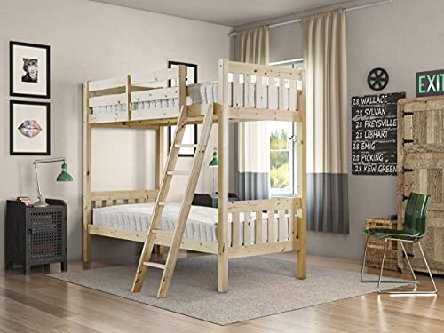 STRICTLY BEDS&BUNKS Aspen Bunk Bed, Heavy Duty Solid Pine 3ft Single – Suitable for Adults and Children