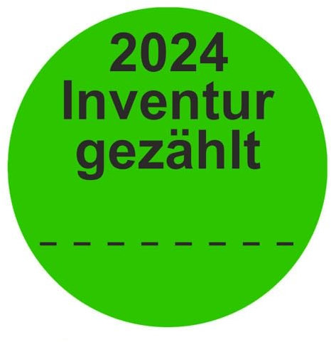 Etiquetas de inventario 2021 Inventur gezählt, diámetro 50 mm, 500 unidades, color verde