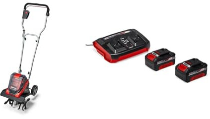 Einhell Motobineuse sans Fil GE-CR 30 Li Solo - Système Power X-Change (2x18 V, Moteur Brushless, Largeur de Travail 30 cm, Profondeur de Travail 20 cm) + Twincharger et 2 Batteries 4,0Ah