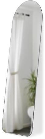 Umbra Hubba Arched Floor Length Mirror with Metallic Frame, Leaning or Wall-Mount, Modern Style for Bedroom, Bathroom, Entryway and More, 62 x 20-Inch, Titanium