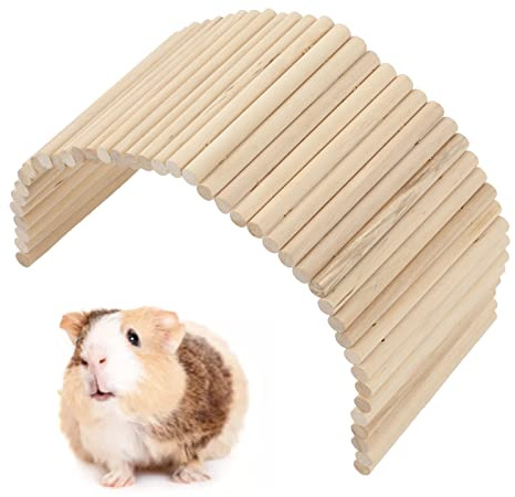 Tnfeeon Pet Hideout Bridge Wooden Rodents Chewing Climbing Tunnel Small Animal Bendy Bridge Ramp Hut Hideout for Guinea Pigs Ferrets Hedgehogs Chinchillas and Other Rodents