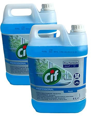 CIF Profi Glasreiniger Scheibenreiniger Fensterreiniger Fensterputz Spiegel und Glasflächen Reiniger fettlösend - Made in germany (2 x 5L Kanister)
