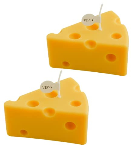 Lot de 2 bougies parfumées en forme de fromage, arôme en cire de soja, bougies décoratives pour accessoires photo, anniversaire mariage fête cadeau pour