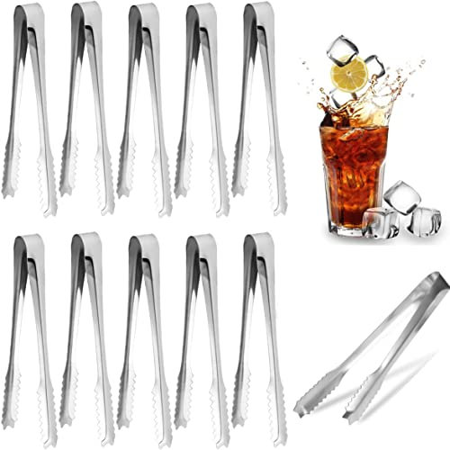 10 Pcs Ice Sugar Tongs Stainless Steel Serving Tongs Mini Appetizer Tong for Kitchen Party Bar Bread Buffet Cake Food Salad Clip Tool (6 Inch)