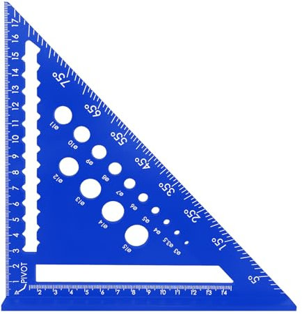 Escuadras Carpintero, Regla Triangular de 7 Pulgadas, Triangular Métrica de Aluminio Triángulo de Carpintería, Carpintero para Medir, Marcar, Cortar (Azul)