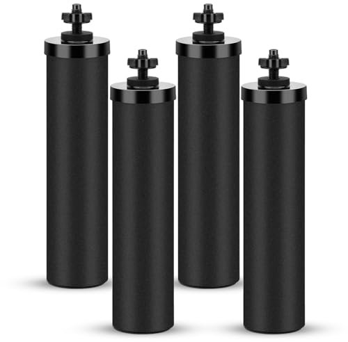 Water Filter Replacement for Berkey, NSF/ANSI 42 Certified Water Filter System Black Activated Carbon Filters Elements Compatible with Berkey® BB9-2® Gravity Filtration System, Pack of 4