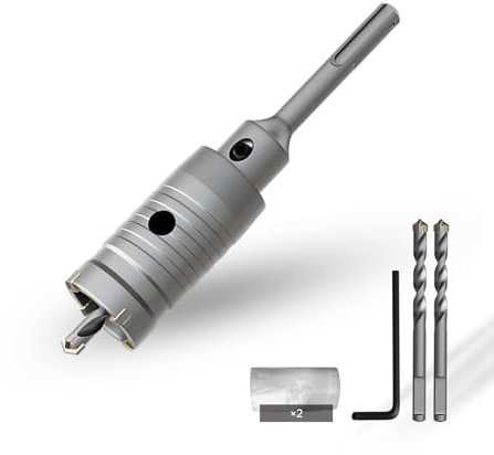 CSOOM Sierra perforadora de hormigón de 35 mm con extensión SDS-Plus de 110 mm, juego de sierras perforadoras para hormigón, juego de 4 brocas de centrado de 8 x 110 mm, punta de metal duro, 2 brocas